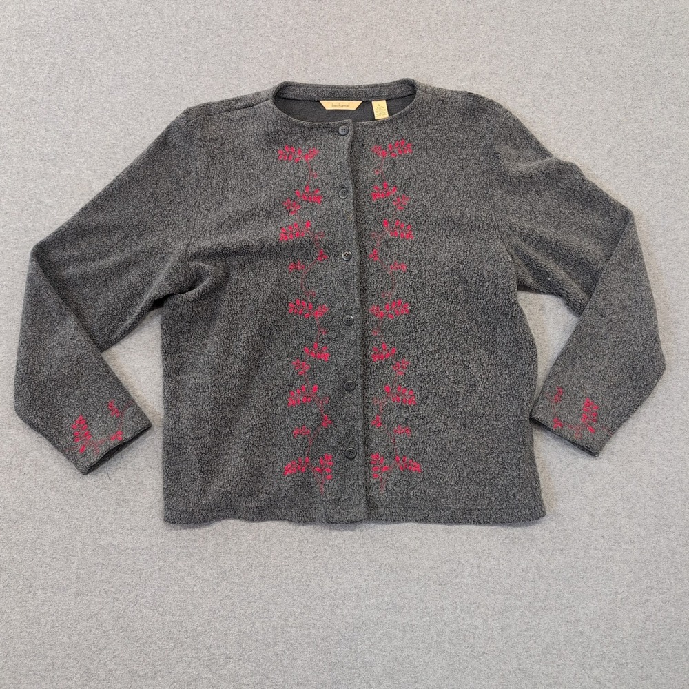 bechamel Gray Embroidered Button Front‎ Cardigan Women's Size Large